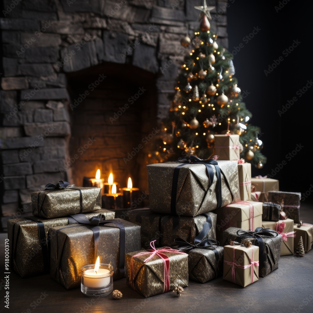 A Warm and Festive Looking Decoration for Christmas Decorated with Christmas Items A Warm and Festive Looking Decoration for Christmas Decorated with Christmas Items