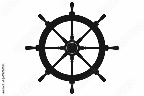 
Steering wheel icon. ship steering silhouette vector illustration
