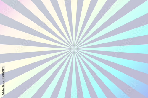 Pastel hologram background with sunbursts vector illustration. Holographic abstract digital modern horizontal pattern with geometric ornament of lines with vibrant and energetic effect.