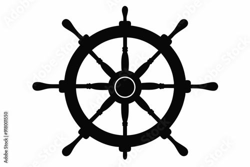 
Steering wheel icon. ship steering silhouette vector illustration
