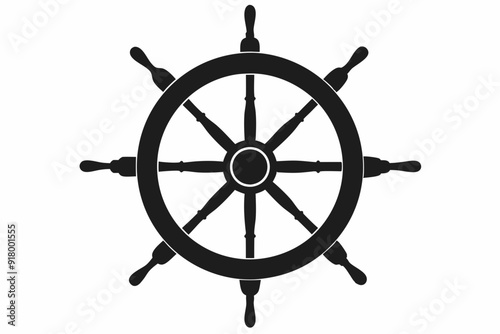 
Steering wheel icon. ship steering silhouette vector illustration
