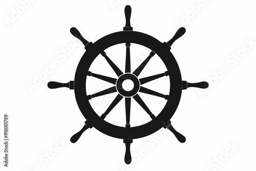 
Steering wheel icon. ship steering silhouette vector illustration
