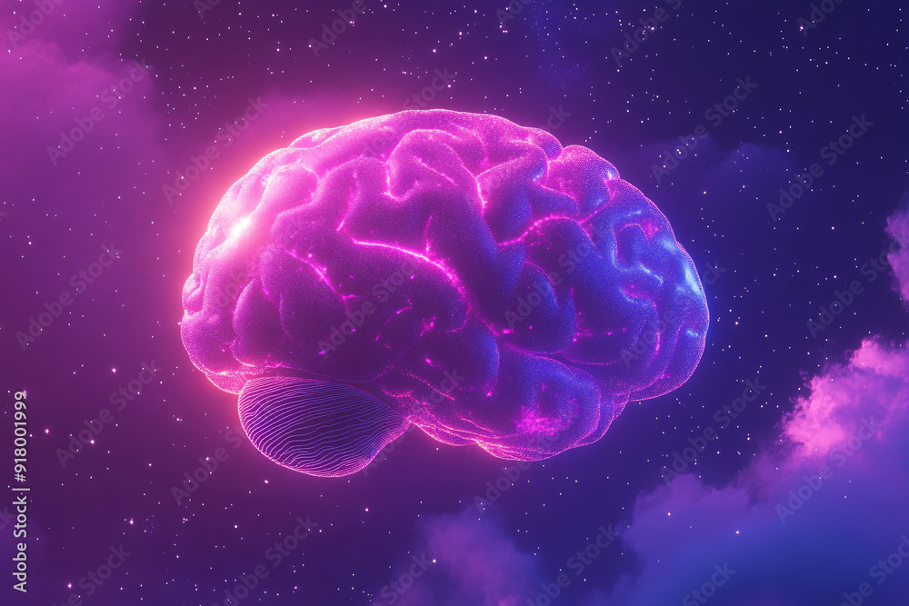 AI human brain, microchip in a brain, brain and computer