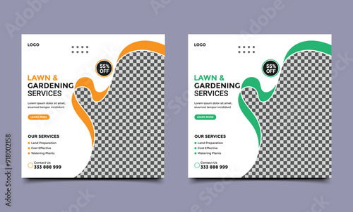 Lawn or gardening service social media post banner template.