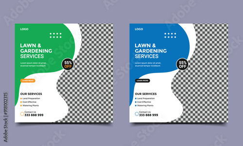 Lawn or gardening service social media post banner template.