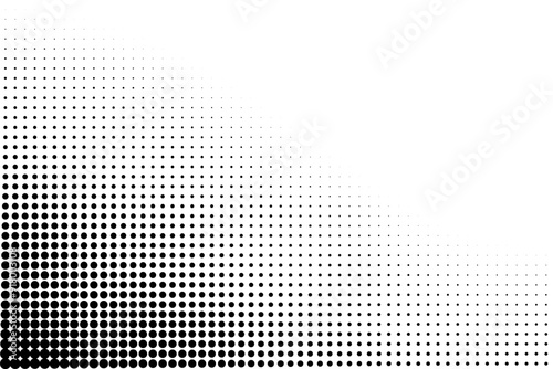 Dot grid pattern vector illustration. Simple black white point background with small and large polka dots. Abstract futuristic dotted mesh with gradient effect. Geometric minimal digital design.
