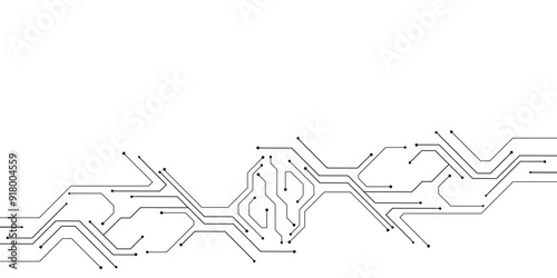 Vector Technology connected white lines and dots with electronics elements on tech bg. Digital technology futuristic internet network speed connection white background.