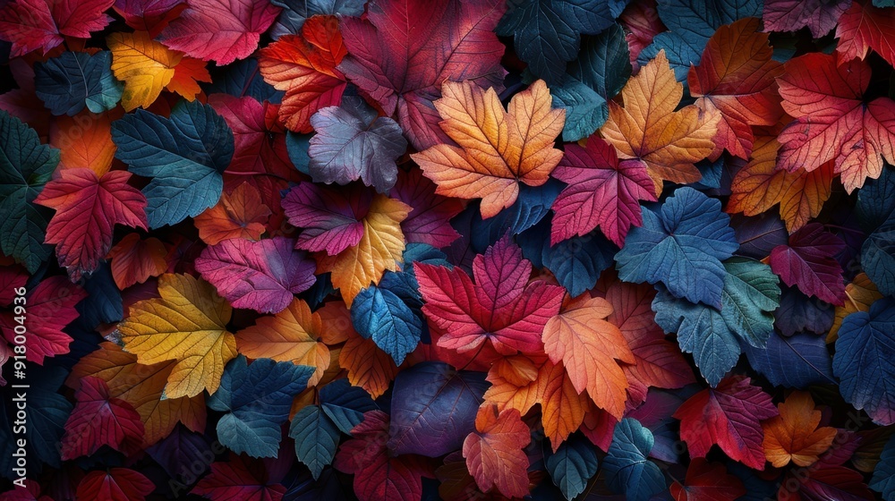 Close-up Arrangement of Vibrant Autumn Leaves