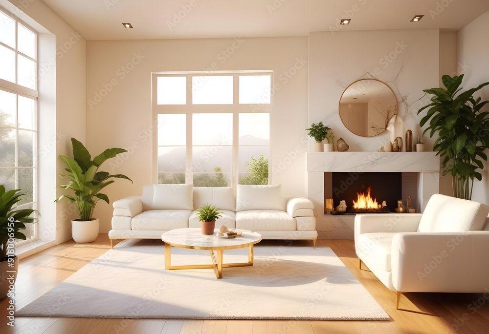 A living room with a blue wall and a painting of a bird on the wall Photo modern style interior room 3d illustration A living room with a blue wall and a painting of a bird on the wall Photo modern style interior room 3d illustration