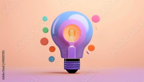 A vibrant light bulb illustration featuring colorful dots, representing creativity and innovative ideas in a modern design.