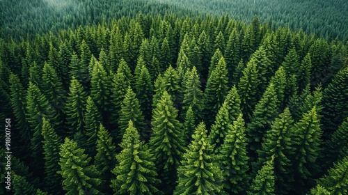 Lush evergreen forest landscape in the mountains during daylight