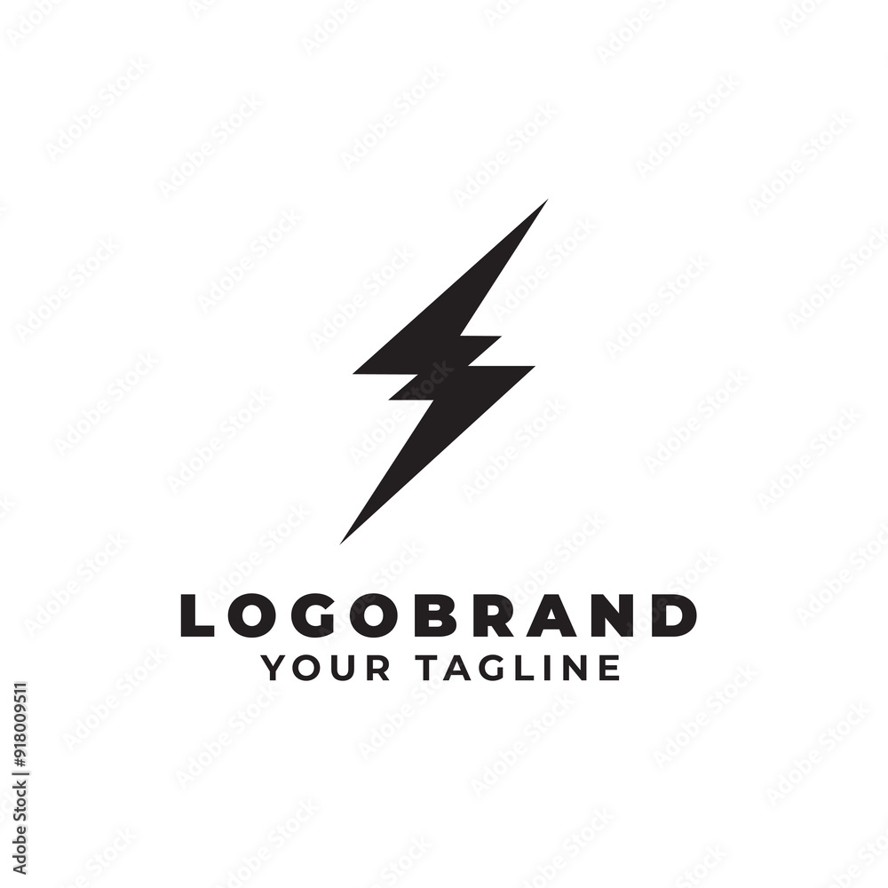 A lightning bolt logo with the words logo brand and your tagline underneath A lightning bolt logo with the words logo brand and your tagline underneath