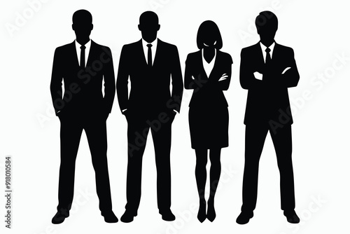 full length silhouettes of business people.eps