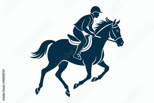 Wallpaper Mural jockey riding a running horse black silhouette.eps Torontodigital.ca