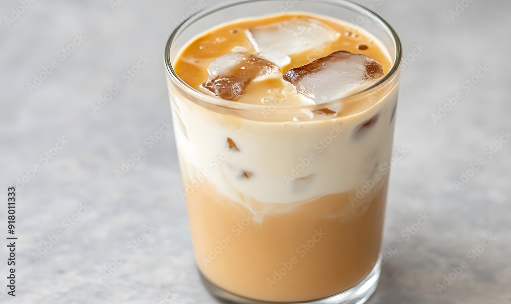 iced flatwhite in a small glass cup, Generative AI iced flatwhite in a small glass cup, Generative AI