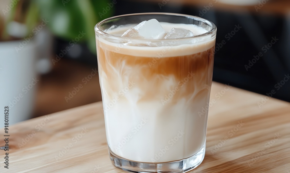 iced flatwhite in a small glass cup, Generative AI iced flatwhite in a small glass cup, Generative AI