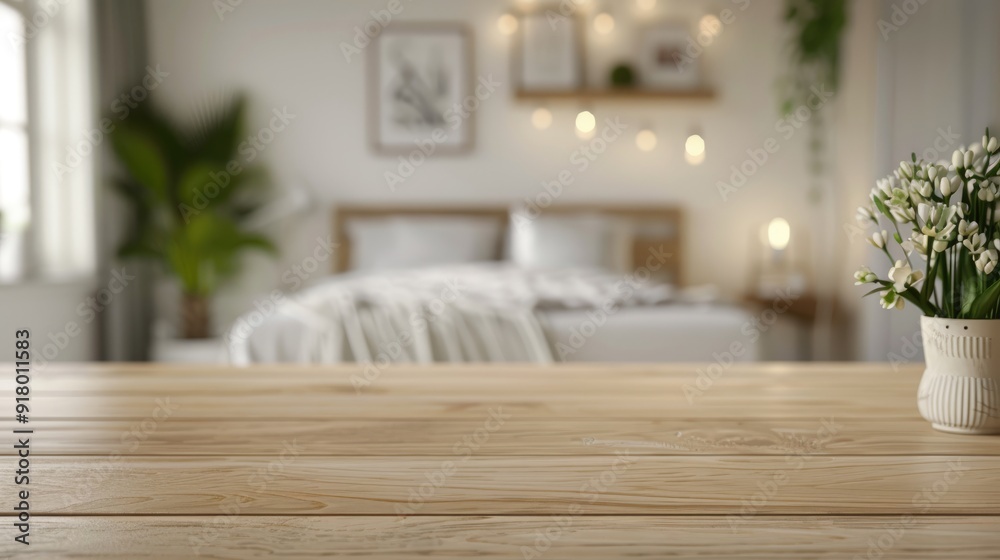 Bedroom Table with Blurred Background Bedroom Table with Blurred Background