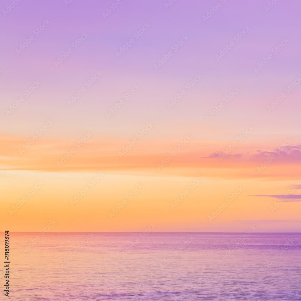 Fototapeta premium Ethereal Seascape at Dusk: A Fantasy-Inspired Panoramic Sky Filled with Vivid Purple, Orange, and Yellow Hues for an Uplifting and Tranquil Experience.
