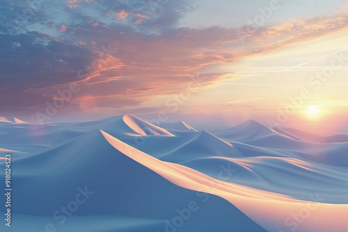 A Pastel Sunset Over Rolling Sand Dunes