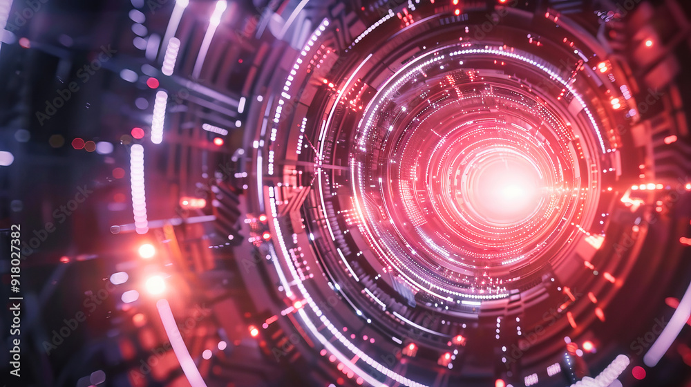 Obraz premium Futuristic giant cosmic tunnel, science fiction time or inter-dimension travel concept