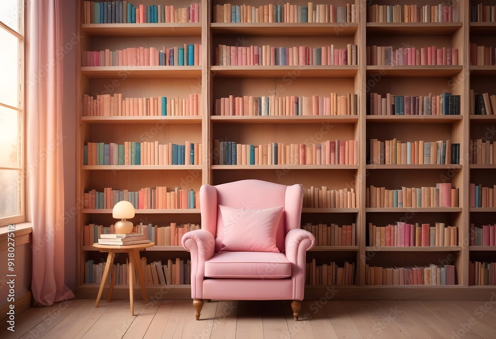 A large library with wooden bookshelves lining the walls, plush leather armchairs, and a large globe-shaped light fixture hanging from the ceiling A large library with wooden bookshelves lining the walls, plush leather armchairs, and a large globe-shaped light fixture hanging from the ceiling