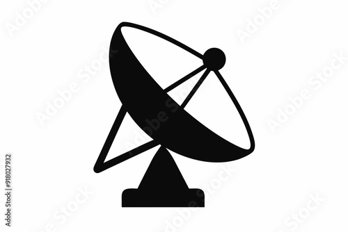 
Satellite dish antenna silhouette vector, Satellite dish icon