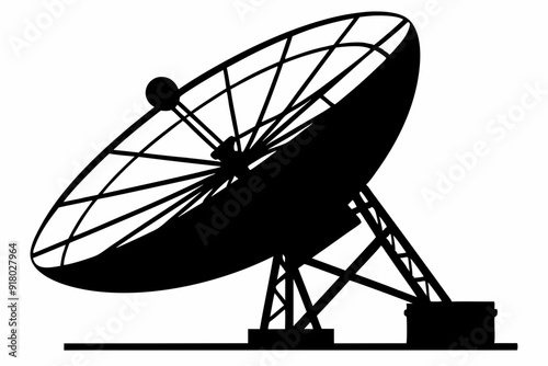 
Satellite dish antenna silhouette vector, Satellite dish icon