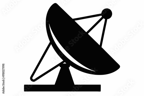 
Satellite dish antenna silhouette vector, Satellite dish icon