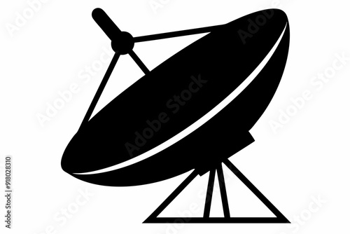 
Satellite dish antenna silhouette vector, Satellite dish icon