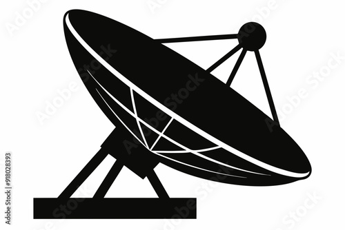 
Satellite dish antenna silhouette vector, Satellite dish icon