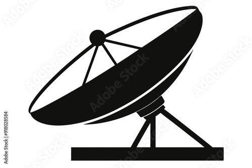 
Satellite dish antenna silhouette vector, Satellite dish icon