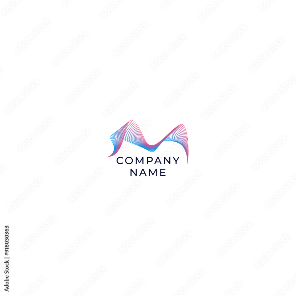 Obraz premium letter m initial logo from abstract wave lines