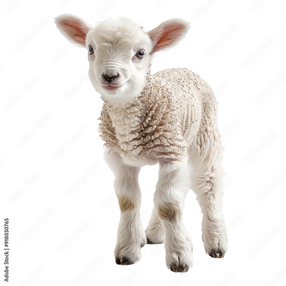 Fototapeta premium Cute sheep isolated on a transparent background for web, banner, wallpaper