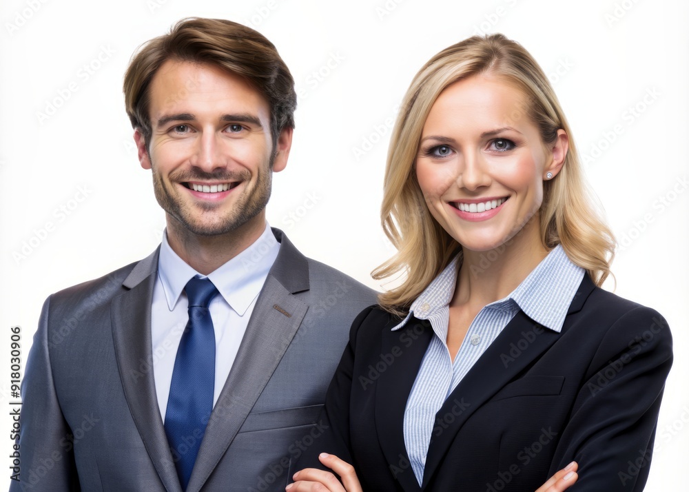 Friendly and approachable business consultants, one male and one female,Beam with confidence and warmth, isolated on a transparent background, perfect for corporate and commercial uses. Friendly and approachable business consultants, one male and one female,Beam with confidence and warmth, isolated on a transparent background, perfect for corporate and commercial uses.