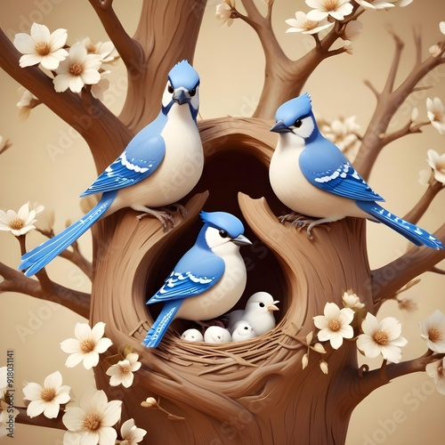 Wallpaper Mural blue bird on a branch Torontodigital.ca