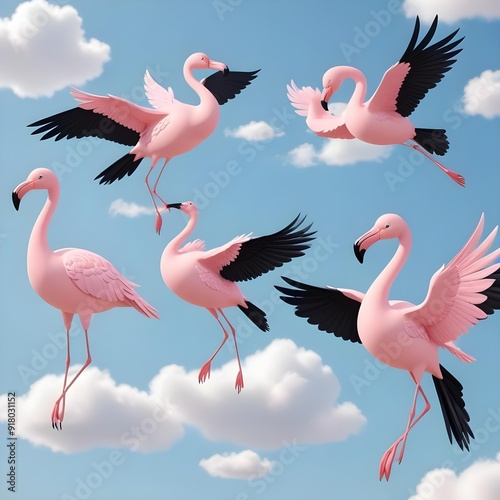Wallpaper Mural flamingos in flight Torontodigital.ca