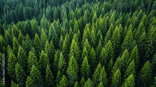 Expansive view of dense evergreen forest in the mountains during daylight