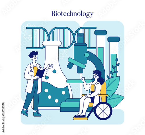 Biotechnology. Flat Vector Illustration