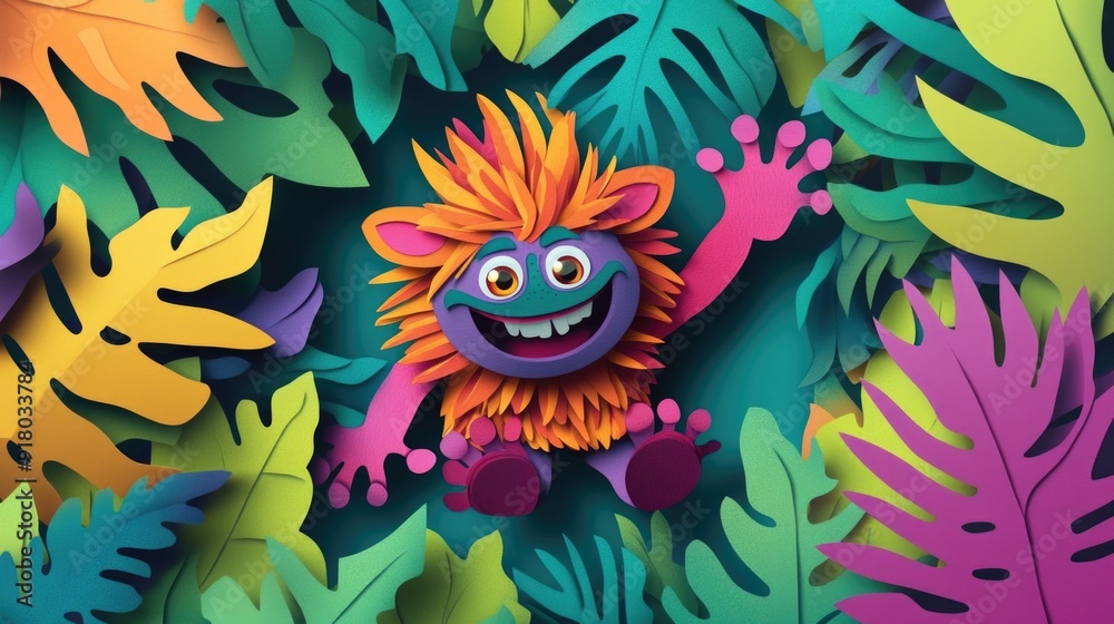 paper cut style illustration troll colorful 3d paper cut style illustration troll colorful 3d