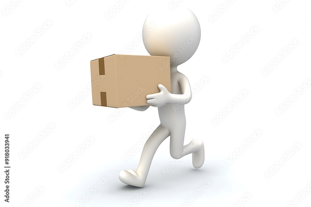 Character cardboard box run. 3d illustration Character cardboard box run. 3d illustration