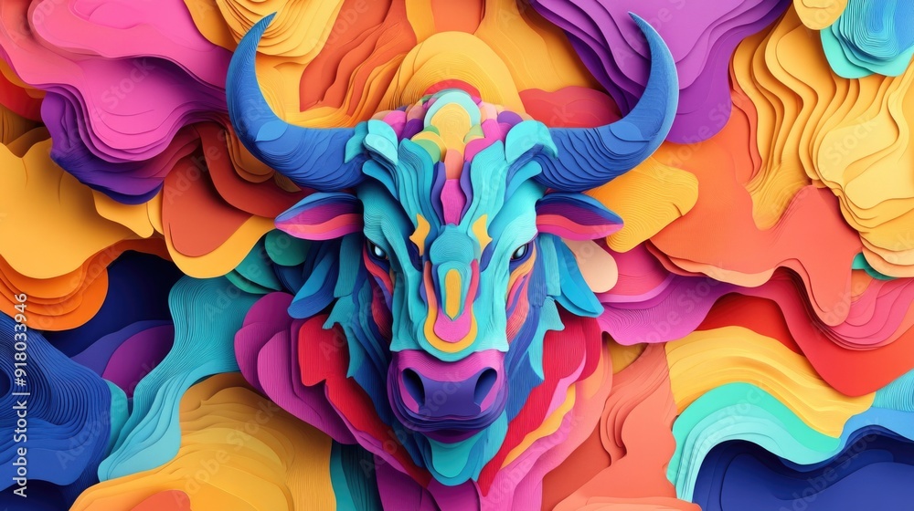 paper cut style illustration minotaur colorful 3d paper cut style illustration minotaur colorful 3d