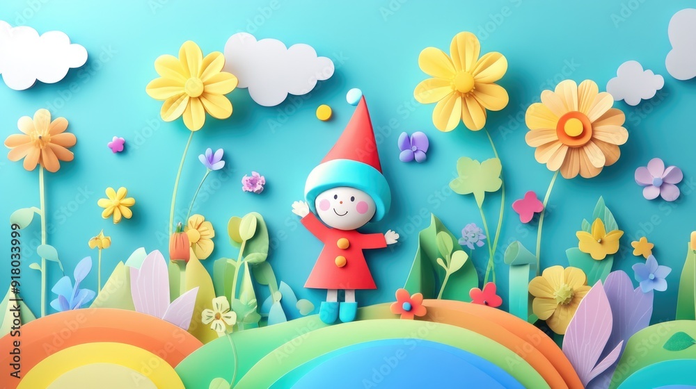 paper cut style illustration elf colorful 3d paper cut style illustration elf colorful 3d