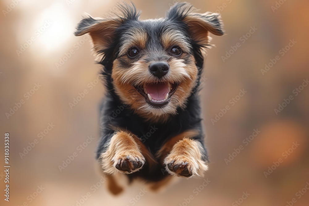 playful dog midleap with paws outstretched and mouth open in pure joy action shot captures canine energy and happiness against a blurred background playful dog midleap with paws outstretched and mouth open in pure joy action shot captures canine energy and happiness against a blurred background