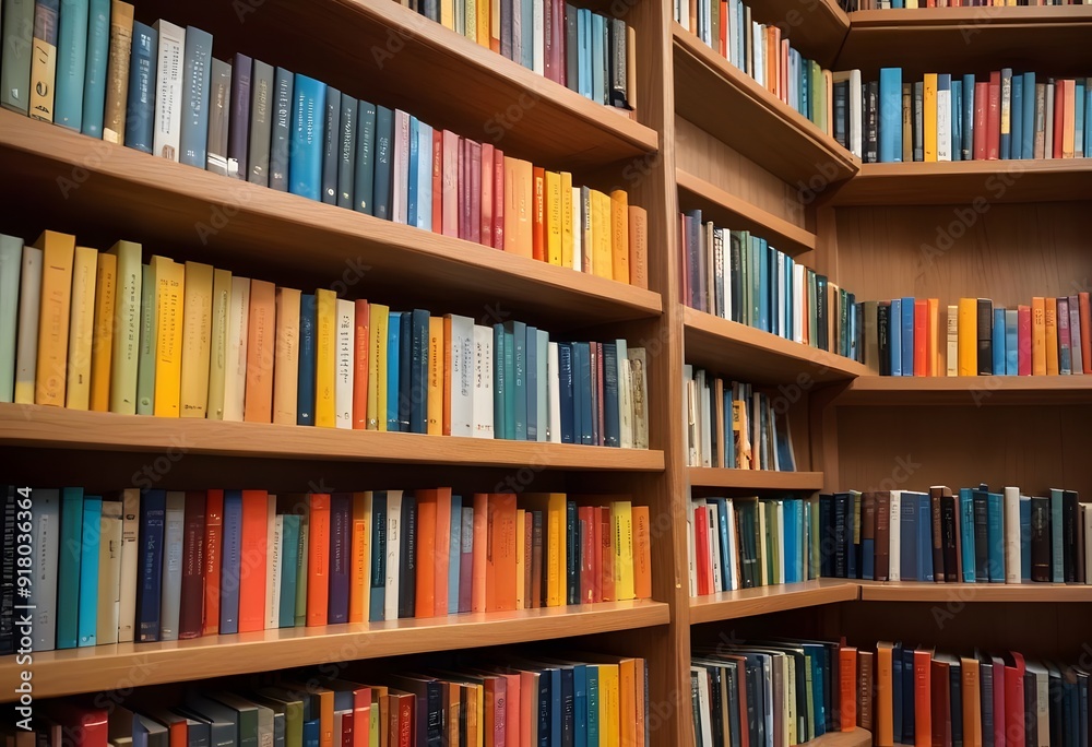 A large wooden bookshelf filled with various books in a library or study A large wooden bookshelf filled with various books in a library or study