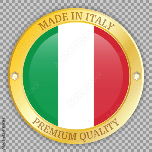 Free Download Made in Italy gold badge. Premium quality badge.  Vector badge with shadow underneath. Icon isolated on grid background - GFXLoad