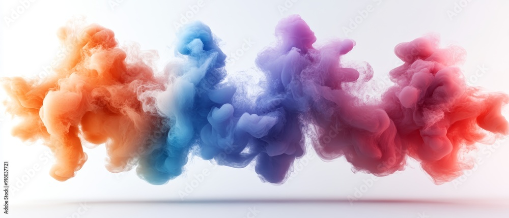 Colorful Smoke Explosions and Blasts Isolated on White Background Generative AI Colorful Smoke Explosions and Blasts Isolated on White Background Generative AI