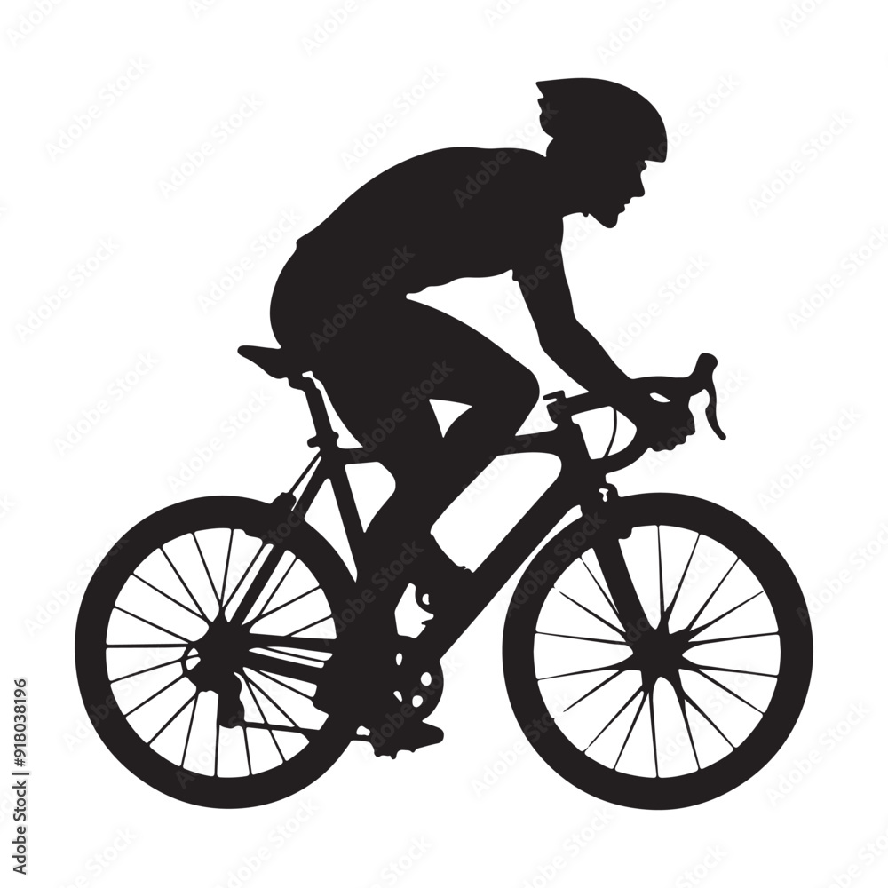 Fototapeta premium man riding a bicycle silhouette, on a white background vector