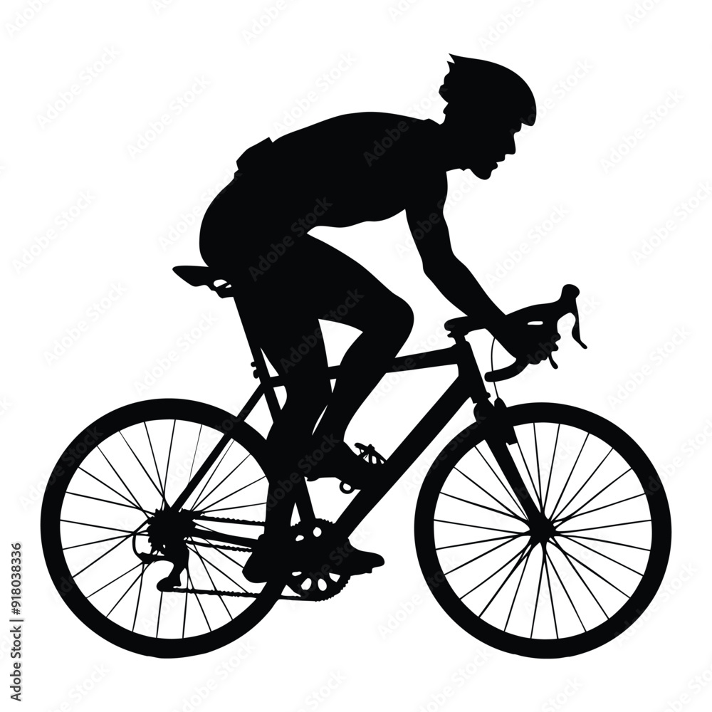 man riding a bicycle silhouette, on a white background vector man riding a bicycle silhouette, on a white background vector