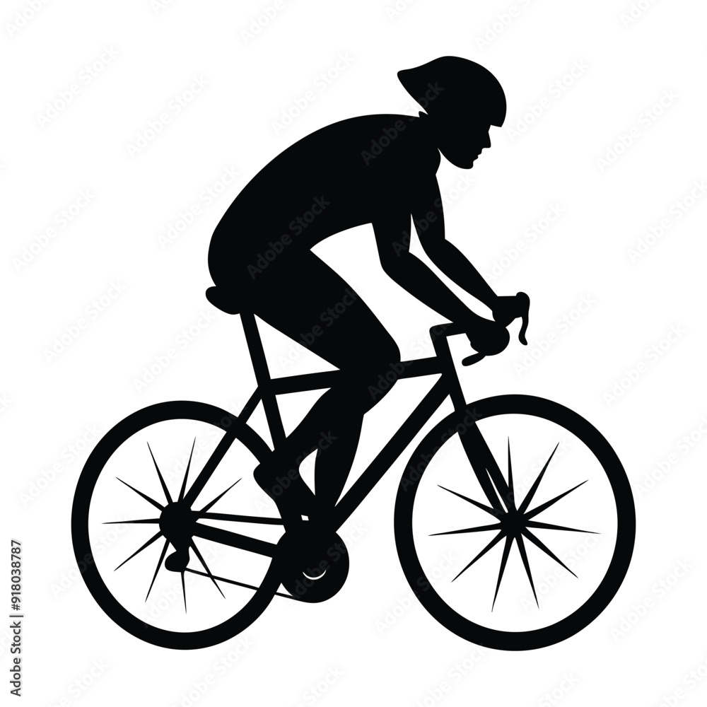 Obraz premium man riding a bicycle silhouette, on a white background vector