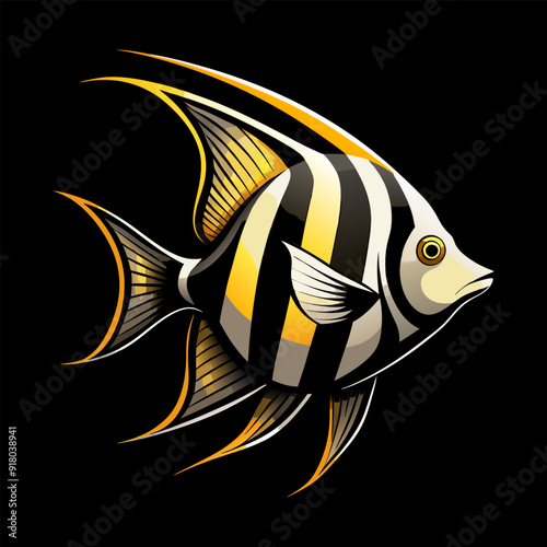 Angelfish fish different style printable vector art illustration